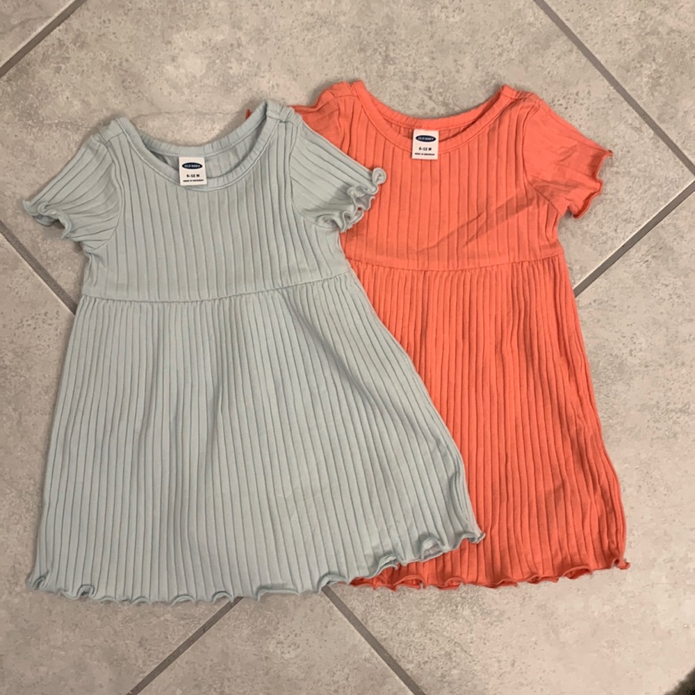 Set of two old navy baby girl ribbed dresses